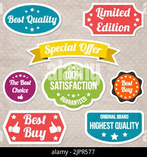 Collection of sale badges and ribbons. Colorful discount stickers and labels. Vector elements Stock Vector