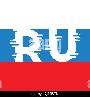 Russia RU sign icon. The national symbol of the Russia. Vector illustration in flat design style Stock Vector
