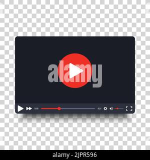 Video player frame. Video player interface screen. Video player frame in cartoon design style. Isolated on transparent background. Vector element Stock Vector