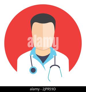 Doctor avatar logo. Male doctor avatar icon. Medical flat design style face of doctor isolated on white background. Vector icon Stock Vector