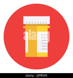 Pill bottle icon. Capsule prescription flat icon. Drug container logo design. Flat medical icon isolated on white background. Vector icon Stock Vector