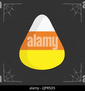 Candy Corn icon. Simple cute sweet candy flat icon. Halloween illustration isolated on stylized dark background. Vector illustration Stock Vector