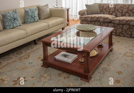 Coffee table in lounge/living room with all parts in focus Stock Photo