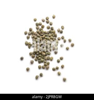 heap of okro or okra seeds, abelmoschus esculentus, also known as lady's fingers or ochro, vegetable seeds isolated on white background Stock Photo