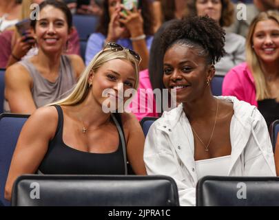 August 19, 2022: Florida gymnastics All-Americans Trinity Thomas and Alyssa Baumann in the stands during the 2022 U.S. Gymnastics Championships at Amalie Arena in Tampa, FL. Kyle Okita/CSM Stock Photo