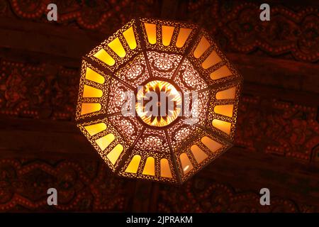 arabian theme hanging roof lightings with black background Stock Photo