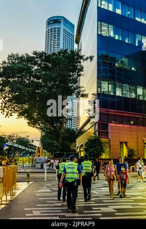 Police patrolling during National Day Parade (NDP) at Marina Bay, Singapore. Stock Photo