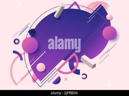 Abstract background flat design 3D geometric elements pattern retro style. Vector illustration Stock Vector