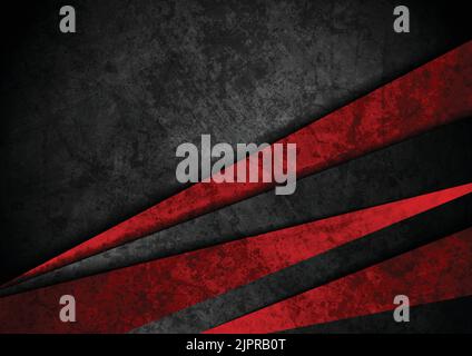Grunge tech material contrast red and black corporate texture background. Vector illustration Stock Vector