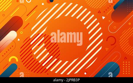 Abstract background red and yellow gradient geometric elements pattern memphis retro style. Vector illustration Stock Vector