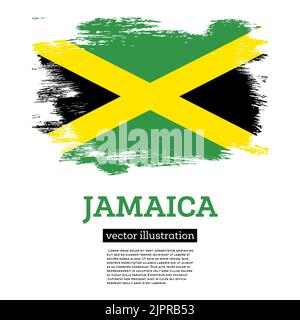 Jamaica Flag with Brush Strokes. Vector Illustration. Independence Day. Stock Vector