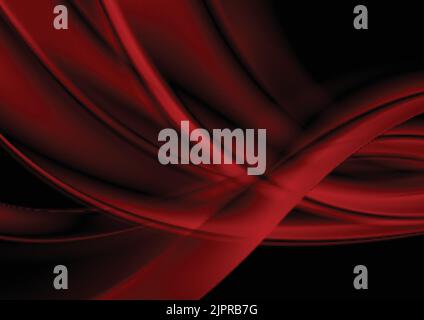 Dark red abstract flowing dynamic waves vector background Stock Vector