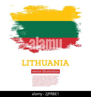 Lithuania Flag with Brush Strokes. Vector Illustration. Independence Day. Stock Vector
