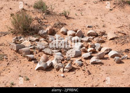 Old core sample from test drill in Southern Utah. Stock Photo