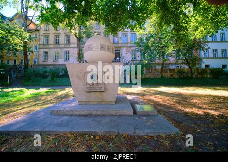 Ernst Abbe Monument, Fuerstengraben, Jena, Thuringia, Germany Stock Photo