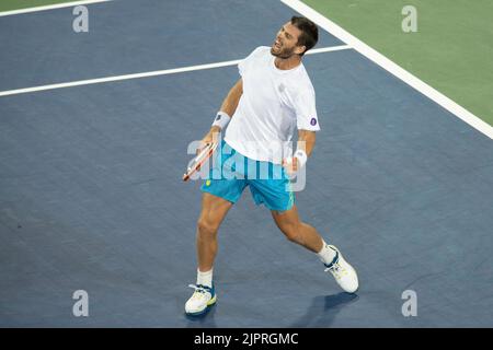 Mason, OH, USA. 18th Sep, 2022. Western and Southern Open Tennis, Mason, OH - Cameron Norrie celebrates beating Carlos Alvarez. August 19, 2022 - Photo by Wally Nell/ZUMA Press (Credit Image: © Wally Nell/ZUMA Press Wire) Stock Photo