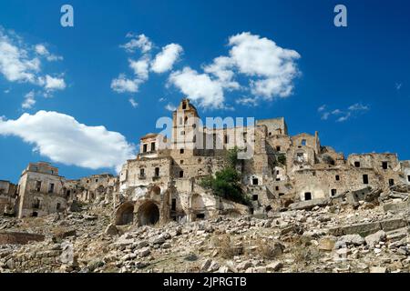 Abandoned mountain village of Craco, Basilicata, Italy Stock Photo