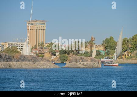 Hotel Moevenpick Resort Aswan, Nile, Elephantine Island, Aswan, Egypt Stock Photo