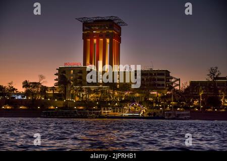 Hotel Moevenpick Resort Aswan, Nile, Elephantine Island, Aswan, Egypt Stock Photo