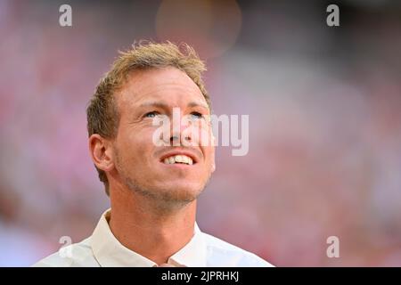 Coach Julian Nagelsmann FC Bayern Munich FCB, portrait, look up, Allianz Arena, Munich, Bavaria, Germany Stock Photo