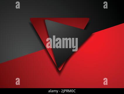 Contrast red and black tech geometric background with triangles. Vector design Stock Vector