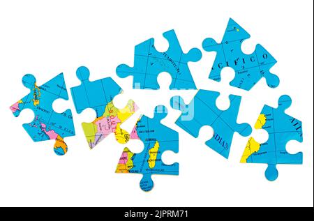 Concept of Globalization. Earth puzzle on white background Stock Photo