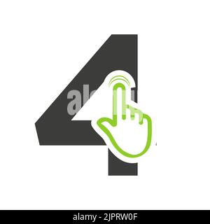 Letter 4 Finger Click Logo Vector Template Concept For Technology Symbol Stock Vector