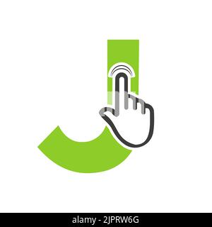 Letter J Finger Click Logo Vector Template Concept For Technology Symbol Stock Vector