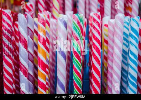 Sweet and sugar colorful candies in the shop for background. Stock Photo