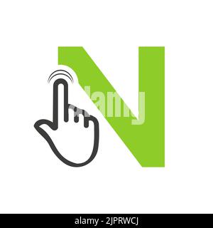 Letter N Finger Click Logo Vector Template Concept For Technology Symbol Stock Vector