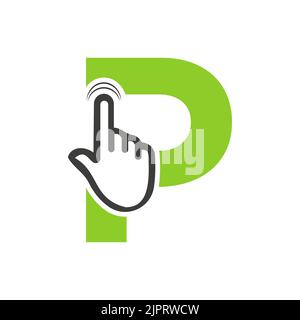 Letter P Finger Click Logo Vector Template Concept For Technology Symbol Stock Vector