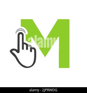 Letter M Finger Click Logo Vector Template Concept For Technology Symbol Stock Vector