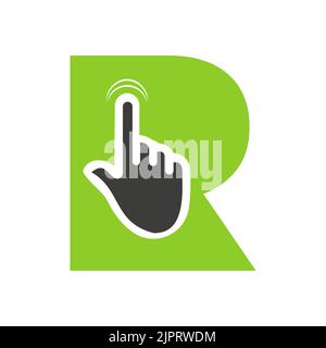Letter R Finger Click Logo Vector Template Concept For Technology Symbol Stock Vector