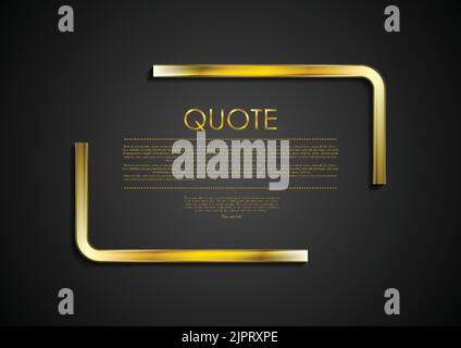 Quote blank speech bubble abstract rectangle golden design. Vector background Stock Vector