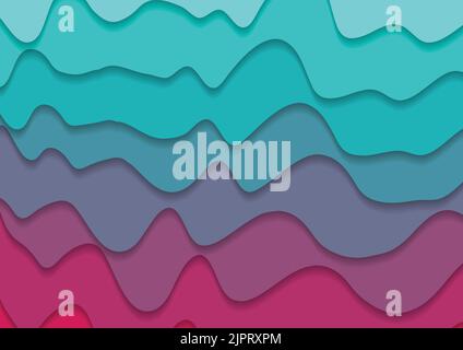 Turquoise and pink corporate waves abstract background. Vector design Stock Vector