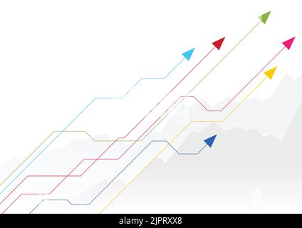Bright growing financial graph design with arrows. Vector tech background Stock Vector
