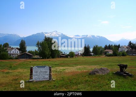 View of the former site of the Fort William H. Seward, Port Chilkoot in Haines, Alaska, United States Stock Photo