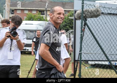 Massimiliano Allegri head coach of Juventus FC during the Pre-season Friendly match between Juventus A v Juventus U23 on August 4, 2022 in Villar Pero Stock Photo