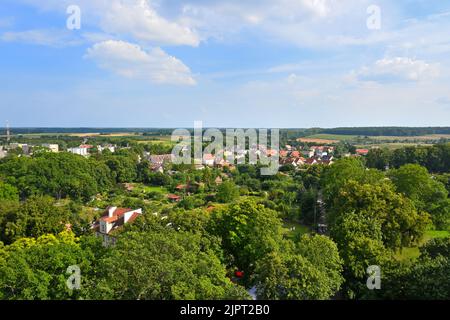 Frombork town panorama as seen from the tower of The Cathedral complex Stock Photo