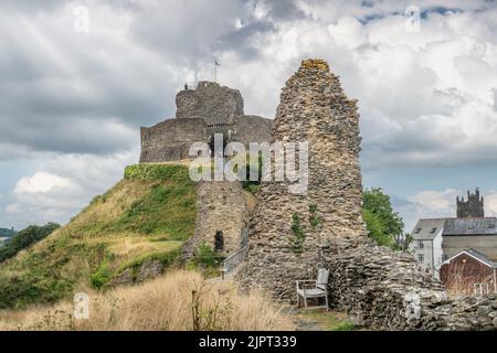 Dominating the surrounding landscape, Launceston Castle was begun just after the Norman Conquest, with the centrepiece being the 13th Century round to Stock Photo