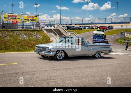 Lebanon, TN - May 13, 2022: Wide angle front corner view of a 1960 Chevrolet El Camino Pickup Truck at a local car show. Stock Photo