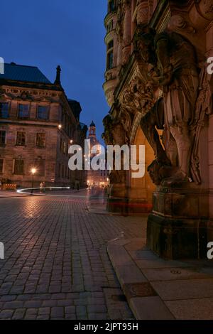 Night guards of Dresden. Night city view Stock Photo