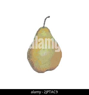 Cross stitch pear, fruit embroidery, vector illustration Stock Vector