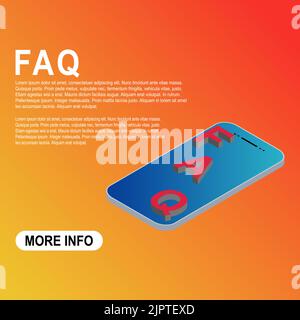 FAQ, 3D template frequently asked questions vector icon. Information speech bubble symbol, help message . Stock Vector