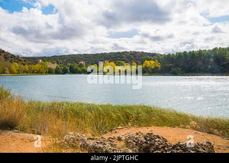 Santos Morcillo lake. Lagunas de Ruidera Nature Reserve, Ciudad Real province, Castilla La Mancha, Spain. Stock Photo