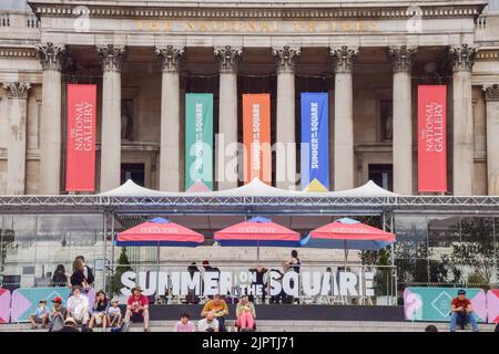 London, UK. 20th August 2022. Summer On The Square art festival outside the National Gallery in Trafalgar Square.