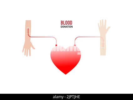 Blood donation concept. Transfusion of blood from giver to recipient. Vector illustration. Stock Vector