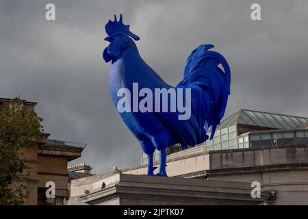 The Hahn Cook sculpture against a cloudy sky at Trafalgar Square in London, UK Stock Photo