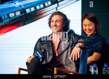 Aaron Taylor-Johnson, August 19, 2022 : Aaron Taylor-Johnson attends a press conference to promote his latest movie 'Bullet Train' in Seoul, South Korea. The film will be released in South Korea on August 24. (Photo by Lee Jae-Won/AFLO) (SOUTH KOREA) Stock Photo
