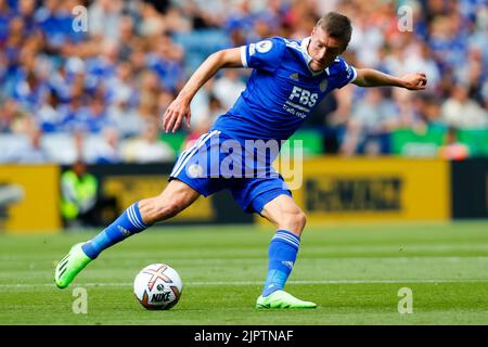 Leicester, UK. Leicester, UK. 20th Aug 2022. 20th August 2022; The King Power Stadium, Leicester, Leicestershire, England;  Premier League Football, Leicester City versus Southampton; Jamie Vardy of Leicester City Credit: Action Plus Sports Images/Alamy Live News Credit: Action Plus Sports Images/Alamy Live News Credit: Action Plus Sports Images/Alamy Live News Stock Photo